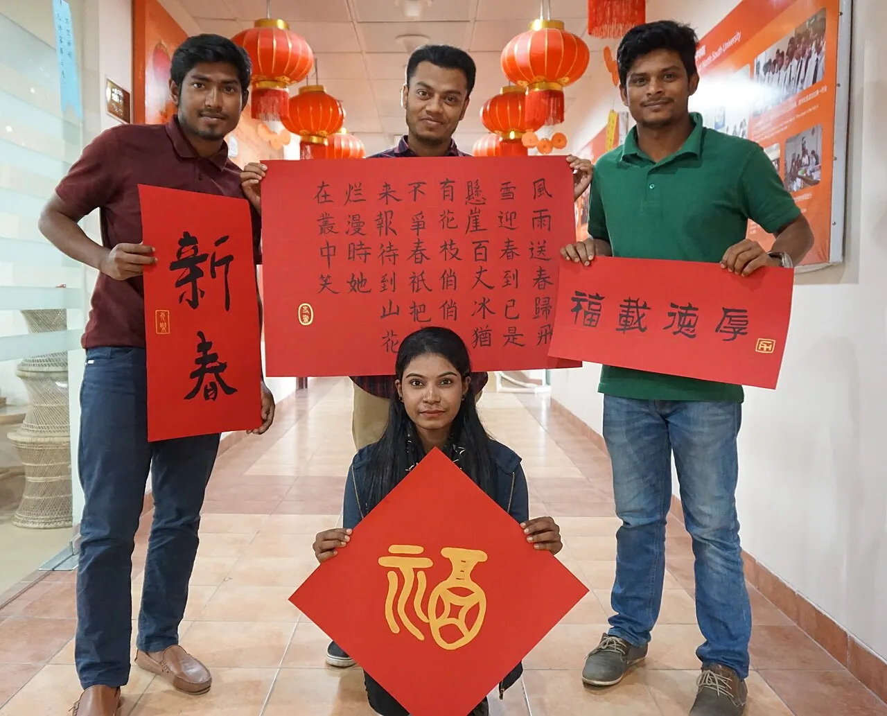 国际学生体验中国文化，学习生活场景示意